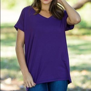Piko Purple V Neck Tee